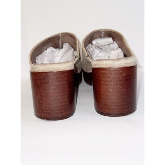Chocolat Blu Chunky Heels Slip On Platform Mule Suede Leather Beige Wood Y2K 8.5 - Picture 8 of 16
